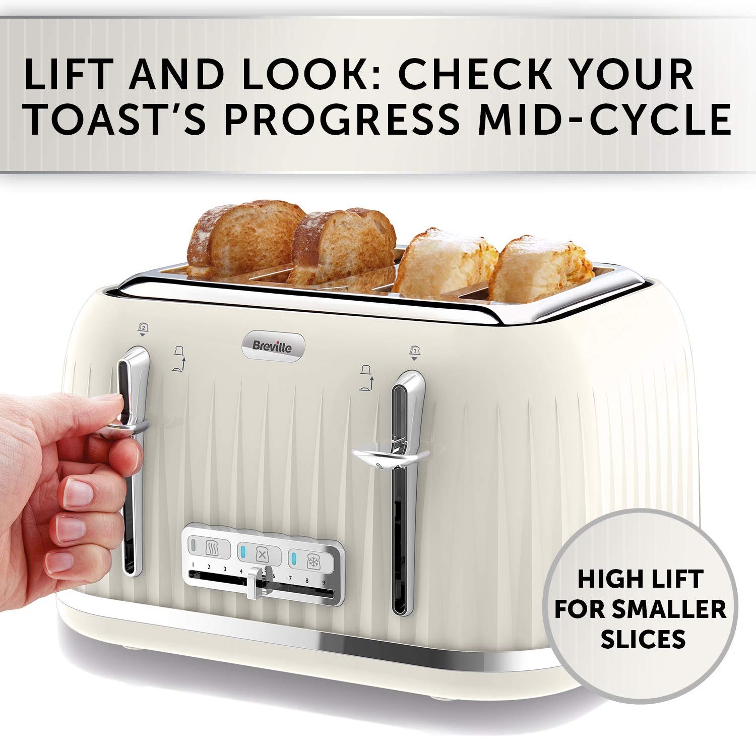 Breville Impressions 4 Slice Toaster with High Lift and Wide Slots Cream
