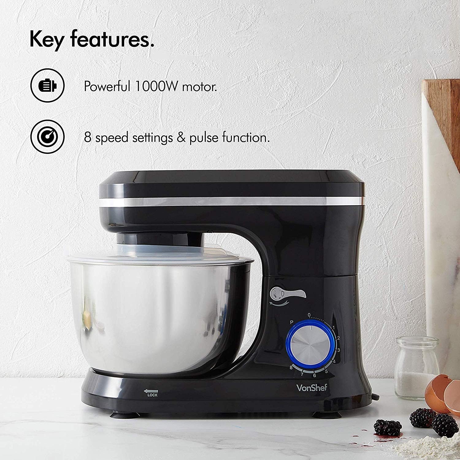 VonShef 1000w stand mixer black
