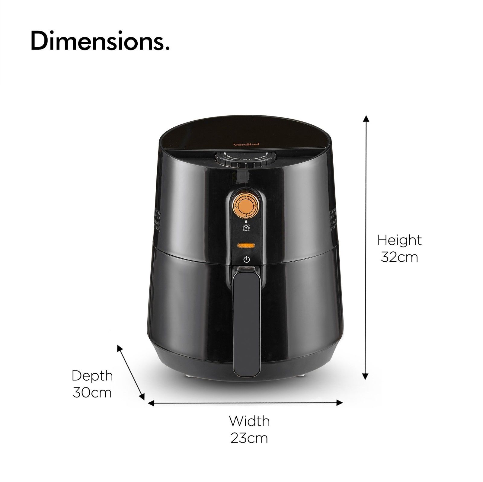 VonShef Air Fryer Low Fat Healthy Cooker Oil Free Frying Chip Fry Black