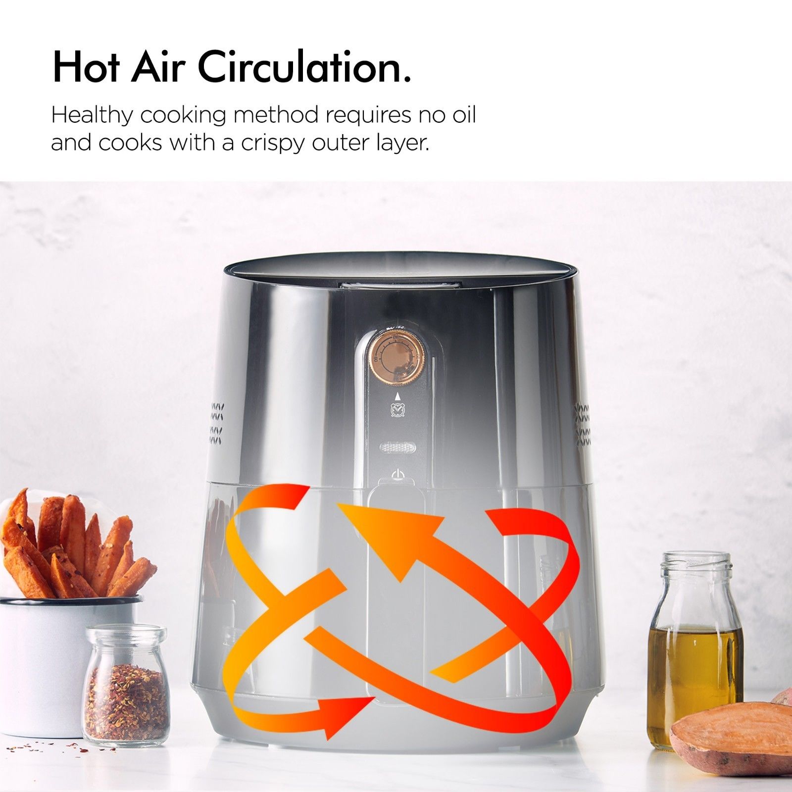 VonShef Air Fryer Low Fat Healthy Cooker Oil Free Frying Chip Fry Black